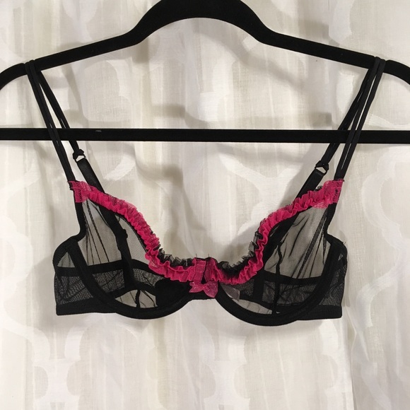 $12/2+ VS Net Ruffle Demi Bra Black Pink - Picture 3 of 8
